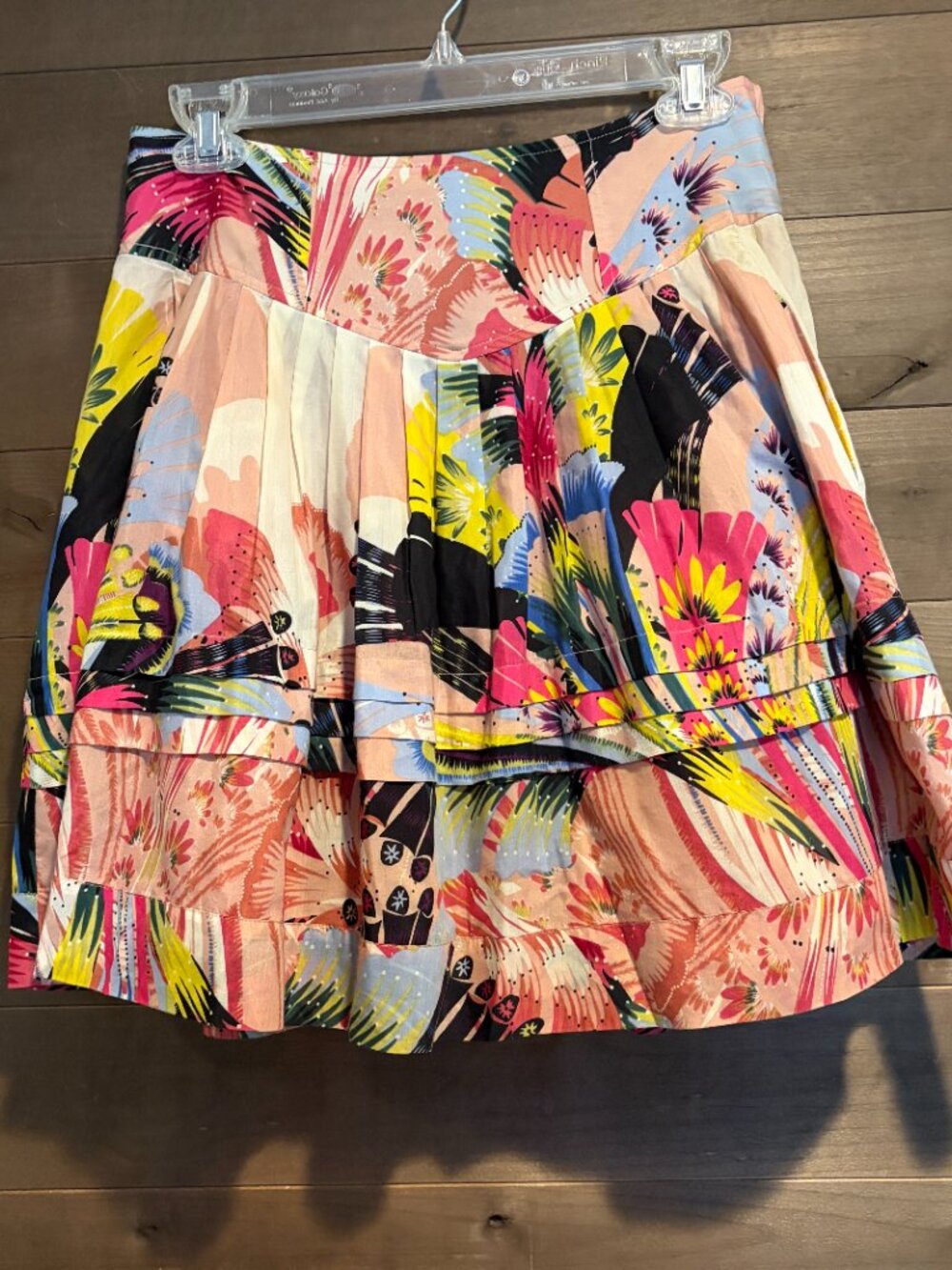 LEIFSDOTTIR Anthropologie Floral Tiered Ruffle Floral Mini Skirt Sz 2